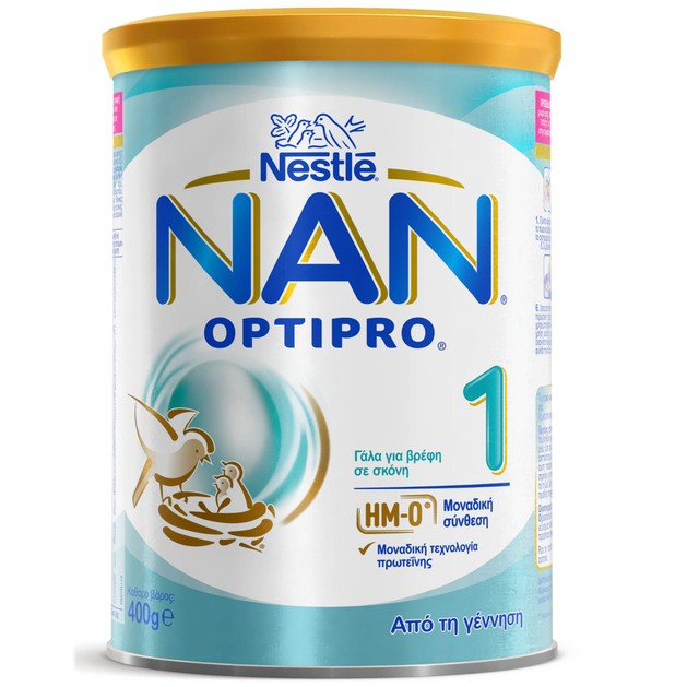 Nestle NAN Optipro 1 Γάλα σε Σκόνη για Βρέφη, Κατάλληλο Από τη Γέννηση 400gr Nestle NAN Optipro 1 Γάλα σε Σκόνη για Βρέφη, Κατάλληλο Από τη Γέννηση 400gr
