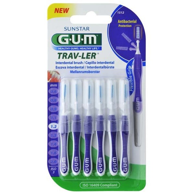 Gum Trav-Ler Μεσοδόντια Βουρτσάκια Σχεδιασμένα να Αφαιρούν Περισσότερη Πλάκα 1,2mm 6τμχ 1512 Gum Trav-Ler Μεσοδόντια Βουρτσάκια Σχεδιασμένα να Αφαιρούν Περισσότερη Πλάκα 1,2mm 6τμχ 1512