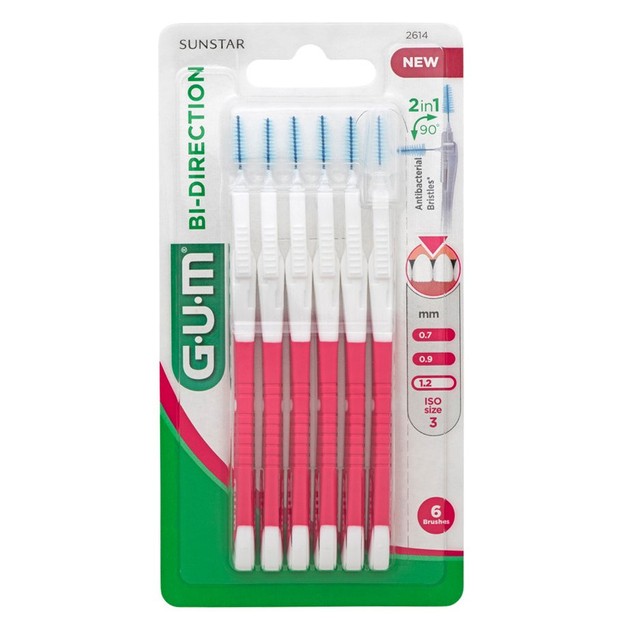 Gum Bi-Direction Cylindrical Micro 1,2mm Βουρτσάκι Αμφίδρομης Κατεύθυνσης Μεσοδόντιων Διαστημάτων 2614 Κόκκινο 6 Τεμάχια Gum Bi-Direction Cylindrical Micro 1,2mm Βουρτσάκι Αμφίδρομης Κατεύθυνσης Μεσοδόντιων Διαστημάτων 2614 Κόκκινο 6 Τεμάχια