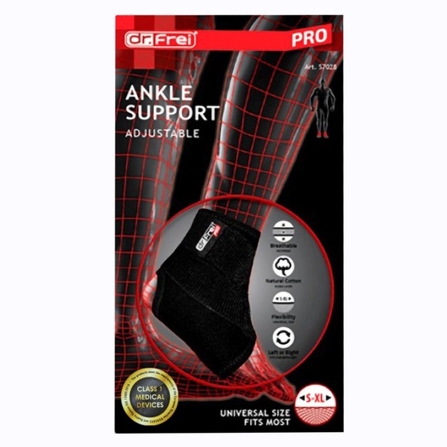 Dr. Frei Ankle Support Adjustable Μαύρη One Size 1 Τεμάχιο Dr. Frei Ankle Support Adjustable Μαύρη One Size 1 Τεμάχιο