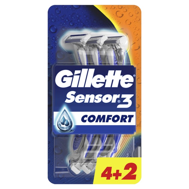Gillette Sensor3 Comfort Ανδρικά Ξυραφάκια Μιας Χρήσης με 3 Λεπίδες σε Κινούμενη Κεφαλή (4+2 Δώρο) Τεμάχια Gillette Sensor3 Comfort Ανδρικά Ξυραφάκια Μιας Χρήσης με 3 Λεπίδες σε Κινούμενη Κεφαλή (4+2 Δώρο) Τεμάχια