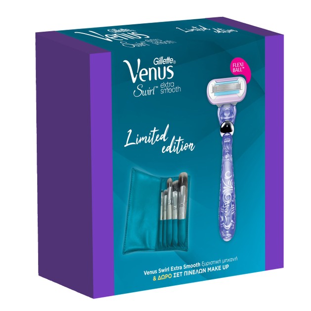 Gillette Limited Edition Venus Swirl Flexiball Extra Smooth Ξυριστική Μηχανή & Ένα Ανταλλακτικό & Δώρο Σετ Πινέλων Make Up Gillette Limited Edition Venus Swirl Flexiball Extra Smooth Ξυριστική Μηχανή & Ένα Ανταλλακτικό & Δώρο Σετ Πινέλων Make Up