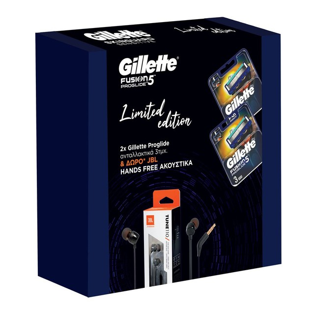 Gillette Limited Edition Fusion Proglide Ανταλλακτικά 2x3 Τεμάχια & Δώρο JBL Hands Free Ακουστικά Gillette Limited Edition Fusion Proglide Ανταλλακτικά 2x3 Τεμάχια & Δώρο JBL Hands Free Ακουστικά