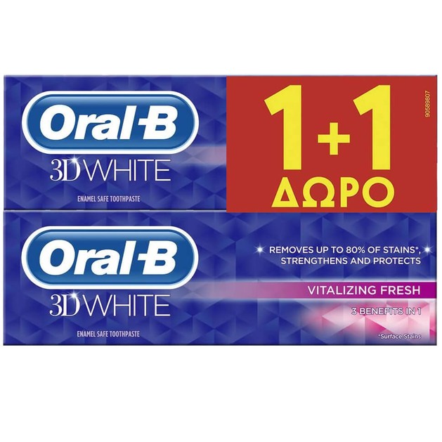 3D White Vitalizing Fresh Toothpaste 2 x 75ml - Oral-B 3D White Vitalizing Fresh Toothpaste 2 x 75ml - Oral-B
