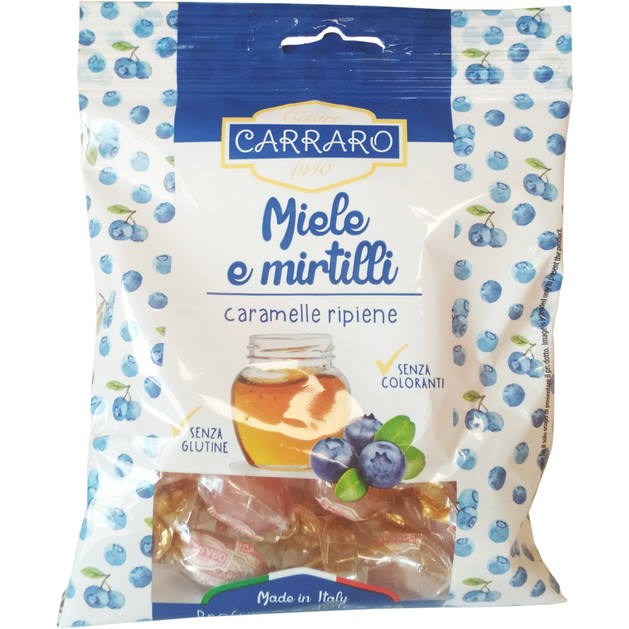 Carraro Caramelle Miele e Mirtilli Καραμέλες για το Λαιμό με Μέλι & Μύρτιλλο 100gr Carraro Caramelle Miele e Mirtilli Καραμέλες για το Λαιμό με Μέλι & Μύρτιλλο 100gr