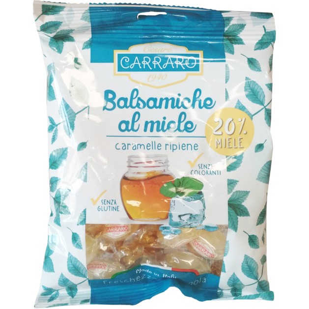 Carraro Caramelle Balsamiche al Miele Καραμέλες για το Λαιμό με Μέλι & Ευκάλυπτο 100gr Carraro Caramelle Balsamiche al Miele Καραμέλες για το Λαιμό με Μέλι & Ευκάλυπτο 100gr