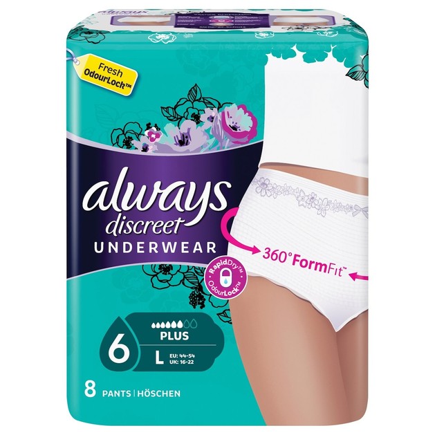 Always Discreet Pants Plus 8 Τεμάχια - Large (44-54) Always Discreet Pants Plus 8 Τεμάχια - Large (44-54)
