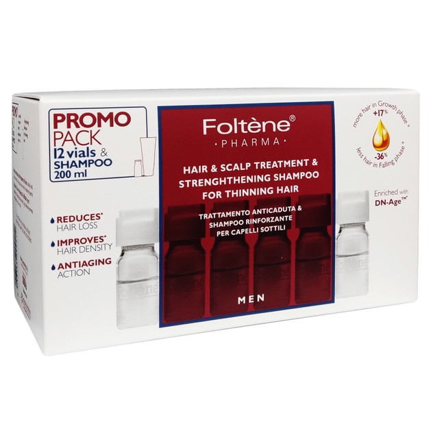 Foltene Pharma Πακέτο Προσφοράς Men Hair & Scalp Treatment 12Vials x 6ml & Δώρο Strengthening Shampoo for Men 200ml Foltene Pharma Πακέτο Προσφοράς Men Hair & Scalp Treatment 12Vials x 6ml & Δώρο Strengthening Shampoo for Men 200ml
