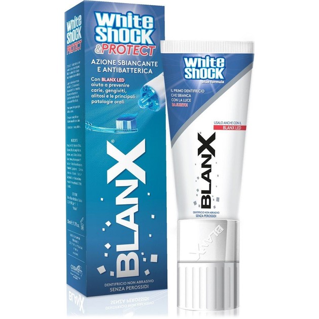 BLANX White Shock & Protect Toothpaste Οδοντόκρεμα με Λευκαντική Δράση Μεγάλης Διάρκειας & Αντιβακτηριακή Προστασία 50ml BLANX White Shock & Protect Toothpaste Οδοντόκρεμα με Λευκαντική Δράση Μεγάλης Διάρκειας & Αντιβακτηριακή Προστασία 50ml