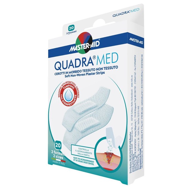 Master Aid Quadra Med 2 Sizes Soft Non-Woven Plaster Strips 78x26mm & 78x20mm 20 Τεμάχια Master Aid Quadra Med 2 Sizes Soft Non-Woven Plaster Strips 78x26mm & 78x20mm 20 Τεμάχια
