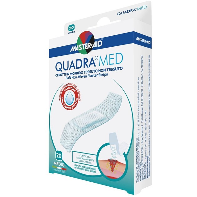 Master Aid Quadra Med Medio Soft Non-Woven Plaster Strips 78x20mm 20 Τεμάχια Master Aid Quadra Med Medio Soft Non-Woven Plaster Strips 78x20mm 20 Τεμάχια