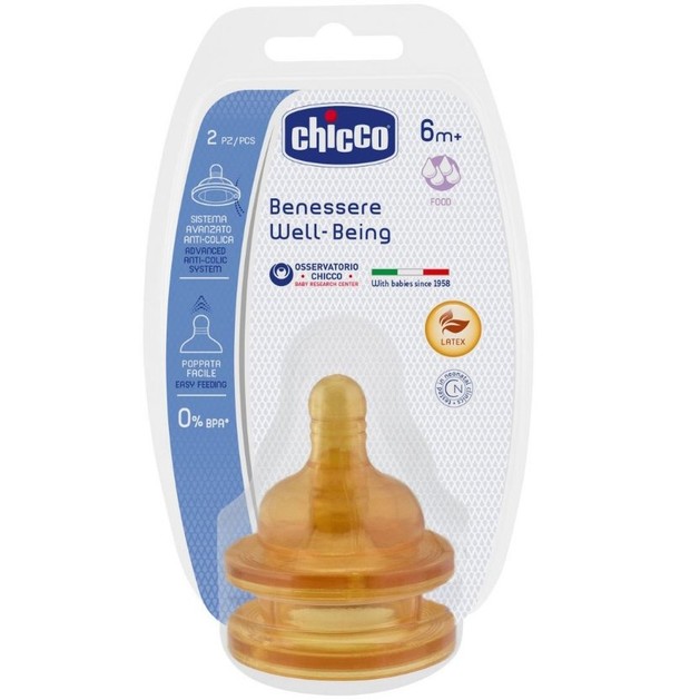 Chicco Θηλή Καουτσούκ 6m+ Ροής Φαγητού 2τμχ Chicco Θηλή Καουτσούκ 6m+ Ροής Φαγητού 2τμχ