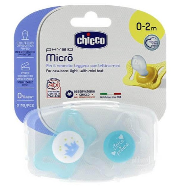 Chicco Physio Micro Πιπίλα Σιλικόνης 0-2 Μηνών 2τμχ Chicco Physio Micro Πιπίλα Σιλικόνης 0-2 Μηνών 2τμχ