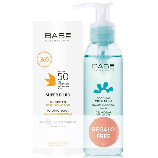 Babe Πακέτο Προσφοράς Super Fluid Face Sunscreen with Hyaluronic Acid Spf50, 50ml & Δώρο Micellar Face Cleansing Gel 90ml Babe Πακέτο Προσφοράς Super Fluid Face Sunscreen with Hyaluronic Acid Spf50, 50ml & Δώρο Micellar Face Cleansing Gel 90ml