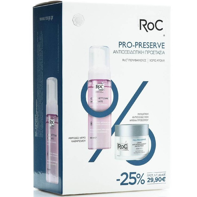 Roc Pro-Preserve Anti-Dryness Protecting Ενυδατική Κρέμα Πλούσιας Υφής 50ml & Mousse Nettoyant Νερό Καθαρισμού 150ml Promo-25% Roc Pro-Preserve Anti-Dryness Protecting Ενυδατική Κρέμα Πλούσιας Υφής 50ml & Mousse Nettoyant Νερό Καθαρισμού 150ml Promo-25%