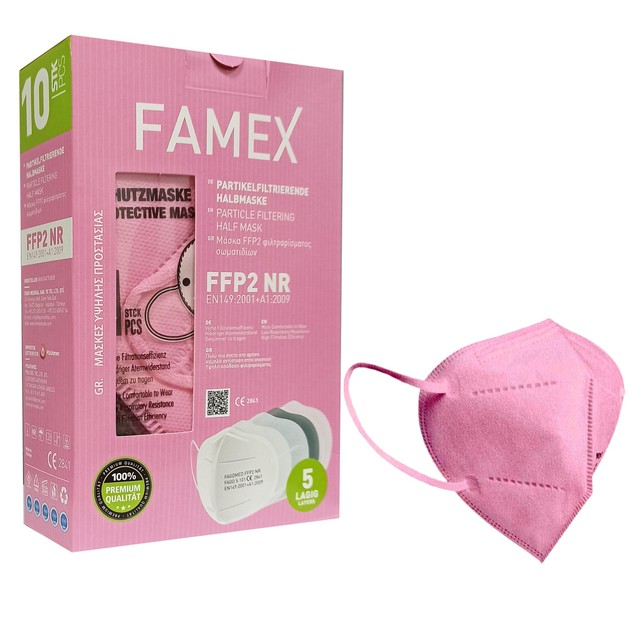 Famex Mask Μάσκες Προστασίας μιας Χρήσης FFP2 NR KN95 σε Ροζ Χρώμα 10 Τεμάχια Famex Mask Μάσκες Προστασίας μιας Χρήσης FFP2 NR KN95 σε Ροζ Χρώμα 10 Τεμάχια