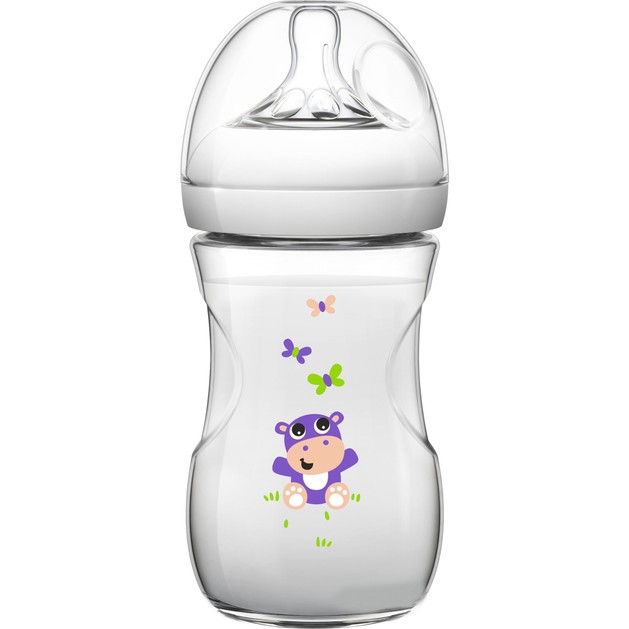 Avent Natural Μπιμπερό Πολυπροπυλένιου με Θηλή Σιλικόνης Αργής Ροής Λευκό - Ιπποπόταμος 1m+, 260ml SCF070/22 Avent Natural Μπιμπερό Πολυπροπυλένιου με Θηλή Σιλικόνης Αργής Ροής Λευκό - Ιπποπόταμος 1m+, 260ml SCF070/22