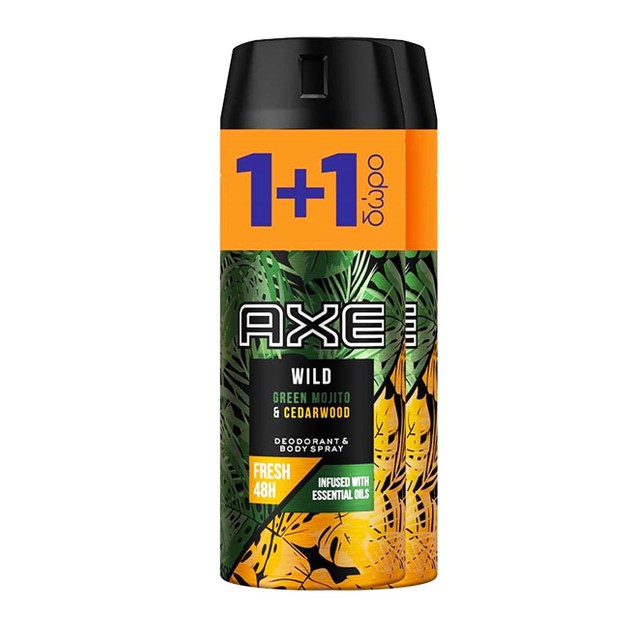 Axe Wild Green Mojito Cedarwood Spray Αποσμητικό που Συνδυάζει Φρέσκιες Νότες Εσπεριδοειδών Δυόσμου και Κέδρου 2x150ml Axe Wild Green Mojito Cedarwood Spray Αποσμητικό που Συνδυάζει Φρέσκιες Νότες Εσπεριδοειδών Δυόσμου και Κέδρου 2x150ml