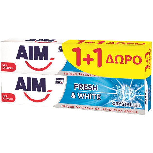 Aim Πακέτο Προσφοράς Οδοντόκρεμα Aim Crystal Gel 75ml 1+1 Δώρο Aim Πακέτο Προσφοράς Οδοντόκρεμα Aim Crystal Gel 75ml 1+1 Δώρο