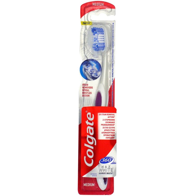 Colgate 360 Max White Medium Οδοντόβουρτσα για Ολοκληρωμένο Καθαρισμό Στόματος & Λεύκανση με Μοναδικές Ίνες Γυαλίσματος 1Τεμάχιο Colgate 360 Max White Medium Οδοντόβουρτσα για Ολοκληρωμένο Καθαρισμό Στόματος & Λεύκανση με Μοναδικές Ίνες Γυαλίσματος 1Τεμάχιο