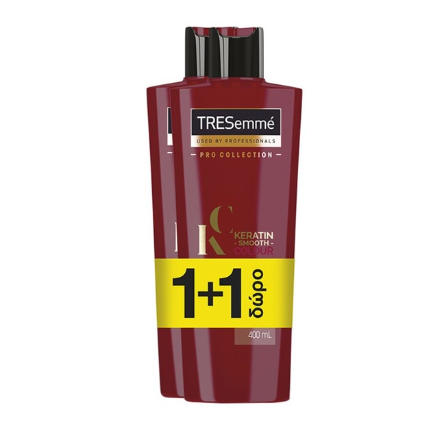 TRESemme Promo Keratin Smooth Colour Shampoo Σαμπουάν Προστασίας Χρώματος με Κερατίνη για Λάμψη στα Βαμμένα Μαλλιά 2x400ml TRESemme Promo Keratin Smooth Colour Shampoo Σαμπουάν Προστασίας Χρώματος με Κερατίνη για Λάμψη στα Βαμμένα Μαλλιά 2x400ml