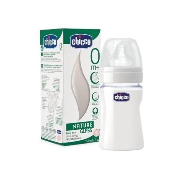 Chicco Γυάλινο Μπιμπερό με Θηλή Σιλικόνης 0m+ 150ml Chicco Γυάλινο Μπιμπερό με Θηλή Σιλικόνης 0m+ 150ml