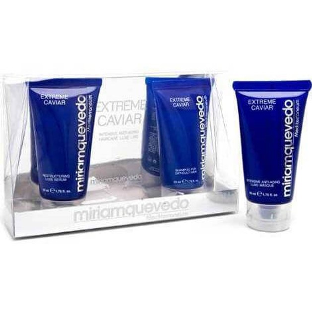 Miriam Quevedo Extreme Caviar Travel Set Restructuring Luxe Serum + Anti-Aging Luxe Masque + Shampoo For Difficult Hair 3x50ml Miriam Quevedo Extreme Caviar Travel Set Restructuring Luxe Serum + Anti-Aging Luxe Masque + Shampoo For Difficult Hair 3x50ml