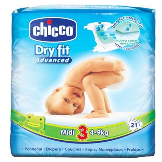 Chicco Dry Fit Νo3 (4-9kg) 21 πάνες, μόνο 0,28€ / πάνα Chicco Dry Fit Νo3 (4-9kg) 21 πάνες, μόνο 0,28€ / πάνα