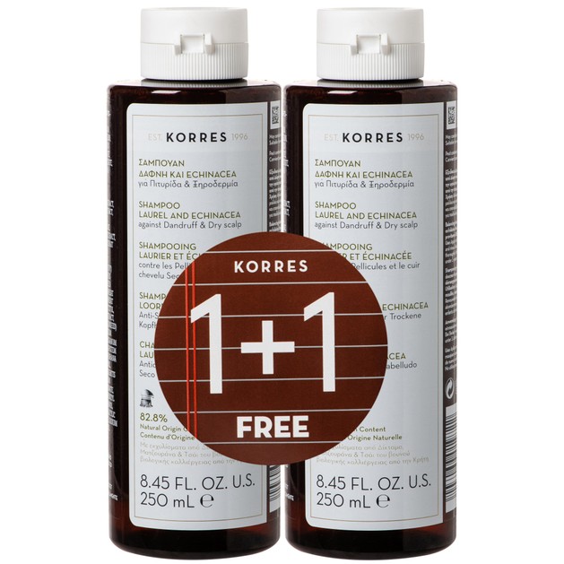 Korres Laurel & Echinacea Shampoo 1+1 Δώρο 2χ250ml Korres Laurel & Echinacea Shampoo 1+1 Δώρο 2χ250ml