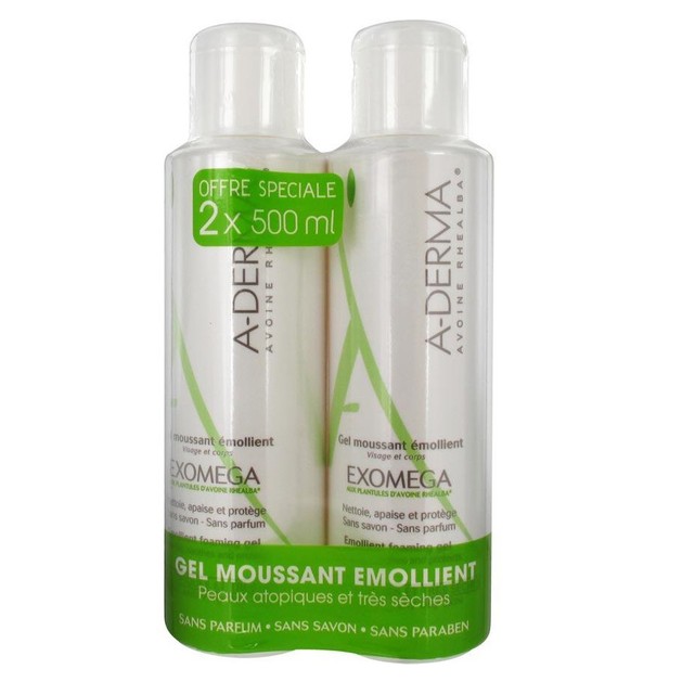 A-Derma Πακέτο Προσφοράς Exomega Gel Moussant Emollient 2 x 500ml 1+1 Δώρο A-Derma Πακέτο Προσφοράς Exomega Gel Moussant Emollient 2 x 500ml 1+1 Δώρο