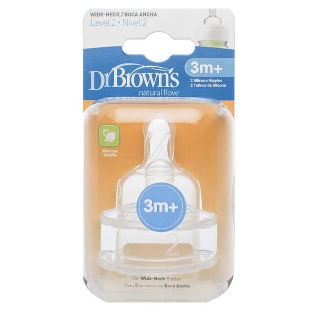 Dr. Brown\'s Natural Flow 3m+ Θηλή Σιλικόνης με Φαρδύ Λαιμό Επίπεδο 2, 2 Τεμάχια (372) Dr. Brown\'s Natural Flow 3m+ Θηλή Σιλικόνης με Φαρδύ Λαιμό Επίπεδο 2, 2 Τεμάχια (372)