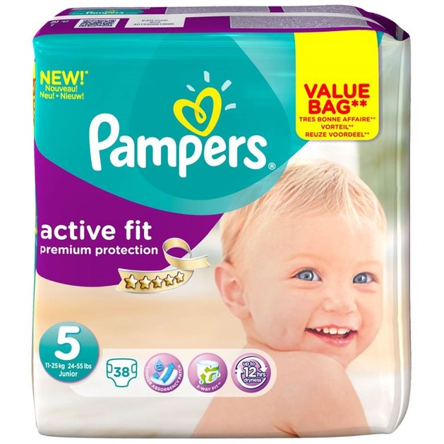 Pampers Active Fit Premium Protection No5 Junior (11-23kg), 38 πάνες Pampers Active Fit Premium Protection No5 Junior (11-23kg), 38 πάνες