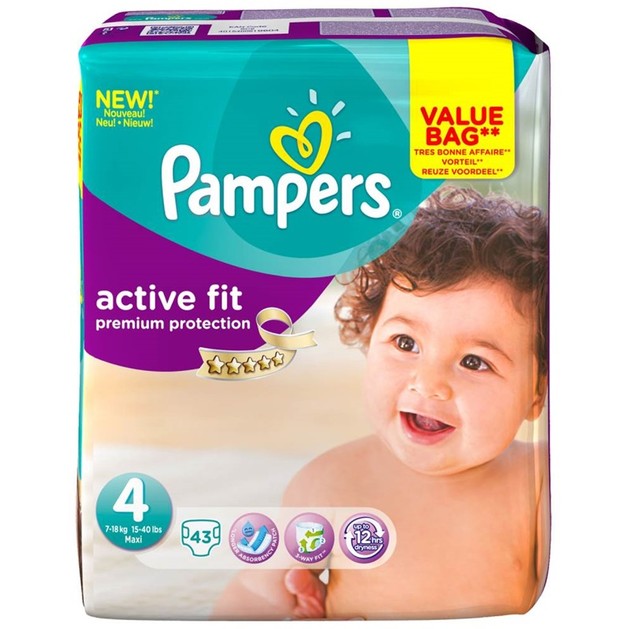 Pampers Active Fit Premium Protection Νο4 Maxi (8-16kg), 43 πάνες Pampers Active Fit Premium Protection Νο4 Maxi (8-16kg), 43 πάνες