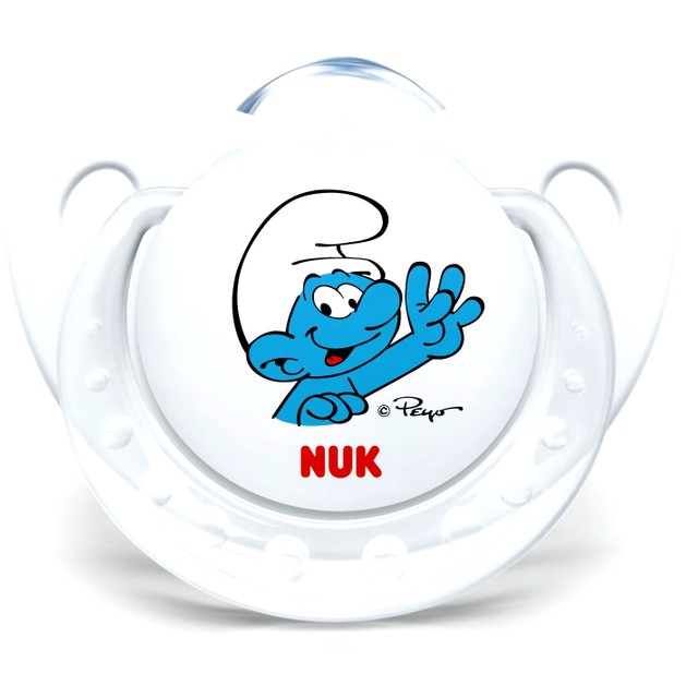 Nuk Trendline The Smurfs Πιπίλα Σιλικόνης με Κρίκο Χωρίς BPA σε Λευκό Χρώμα Nuk Trendline The Smurfs Πιπίλα Σιλικόνης με Κρίκο Χωρίς BPA σε Λευκό Χρώμα