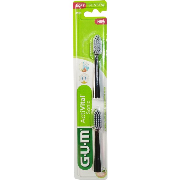 Gum Activital Sonic Soft 4100 Black Ανταλλακτικές Κεφαλές 2 Τεμάχια Gum Activital Sonic Soft 4100 Black Ανταλλακτικές Κεφαλές 2 Τεμάχια
