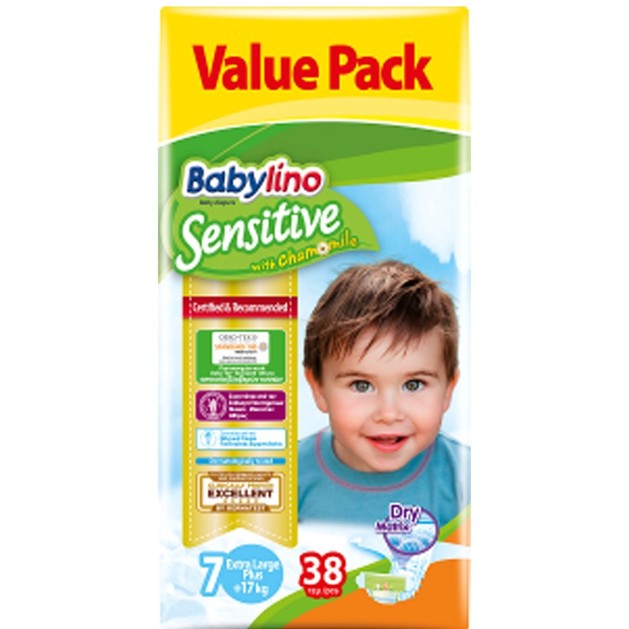Babylino Sensitive Value Pack Extra Large Plus Νο7 (17+ kg) Παιδικές Πάνες 38 τεμάχια Babylino Sensitive Value Pack Extra Large Plus Νο7 (17+ kg) Παιδικές Πάνες 38 τεμάχια