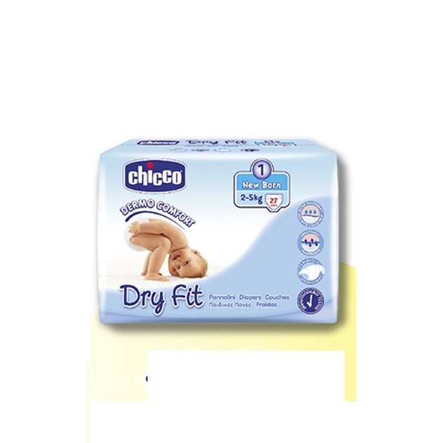 Chicco Πάνες Dry Fit Newborn Ν1 (2-5kg) 27 τεμ. Chicco Πάνες Dry Fit Newborn Ν1 (2-5kg) 27 τεμ.