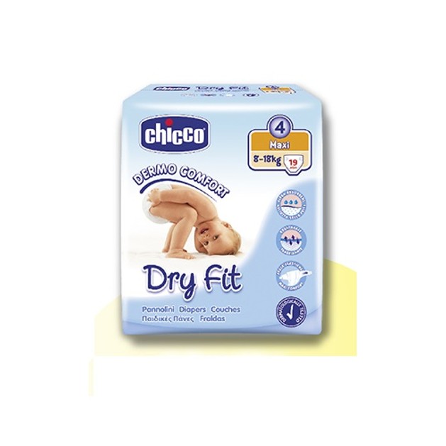 Chicco Πάνες Dry Fit Ν4 Maxi (8-18kg) 19 τεμ. Chicco Πάνες Dry Fit Ν4 Maxi (8-18kg) 19 τεμ.