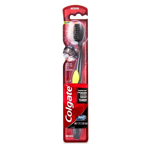 Colgate 360 Black Medium Οδοντόβουρτσα Μέτρια με Κωνικές Άκρες που Φτάνουν Βαθιά Ανάμεσα στα Δόντια 1 Τεμάχιο Colgate 360 Black Medium Οδοντόβουρτσα Μέτρια με Κωνικές Άκρες που Φτάνουν Βαθιά Ανάμεσα στα Δόντια 1 Τεμάχιο