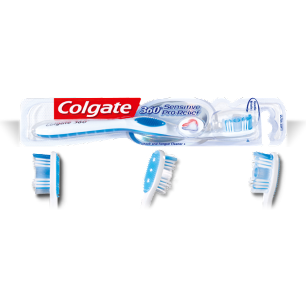 Colgate® 360° Sensitive Pro-Relief™ Οδοντόβουρτσα Ειδικά Σχεδιασμένη Για Ασθενείς Με Οδοντινική Υπερευαισθησία Colgate® 360° Sensitive Pro-Relief™ Οδοντόβουρτσα Ειδικά Σχεδιασμένη Για Ασθενείς Με Οδοντινική Υπερευαισθησία