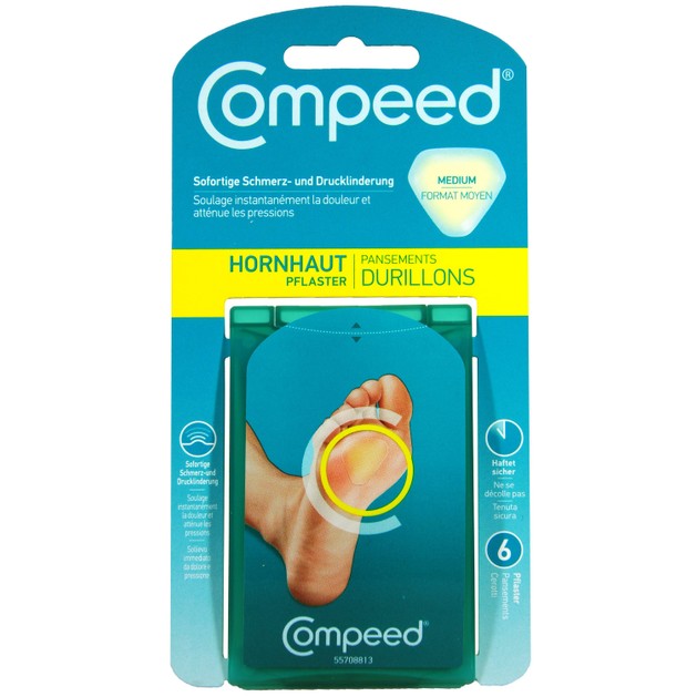 Compeed Μεσαία Επιθέματα για Σκληρύνσεις Ποδιών Ανακουφίζουν Άμεσα Από τον Πόνο και την Πίεση 6 Τεμάχια Compeed Μεσαία Επιθέματα για Σκληρύνσεις Ποδιών Ανακουφίζουν Άμεσα Από τον Πόνο και την Πίεση 6 Τεμάχια