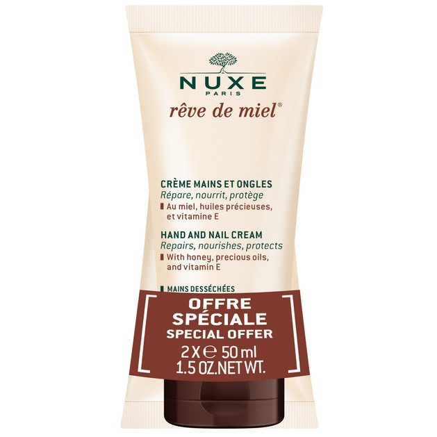 Nuxe Πακέτο Προσφοράς Reve de Miel Crème Mains et Ongles Κρέμα Χεριών Θρέψης Αναπληρώνει τα Λιπίδια & Ενυδατώνει σε Βάθος 2x50ml Nuxe Πακέτο Προσφοράς Reve de Miel Crème Mains et Ongles Κρέμα Χεριών Θρέψης Αναπληρώνει τα Λιπίδια & Ενυδατώνει σε Βάθος 2x50ml