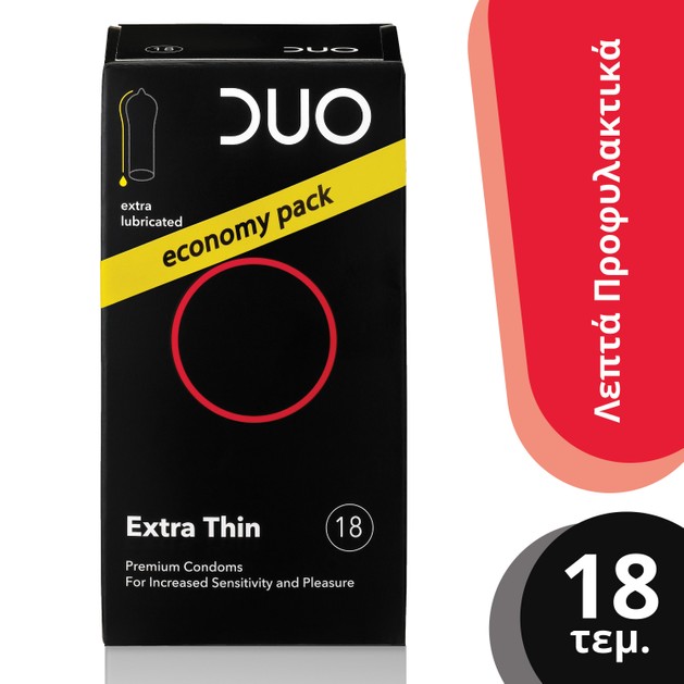 Duo Premium Extra Thin Economy Pack Πολύ Λεπτά Προφυλακτικά 18 τεμάχια Duo Premium Extra Thin Economy Pack Πολύ Λεπτά Προφυλακτικά 18 τεμάχια