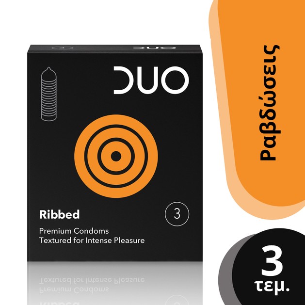 Duo Ribbed Προφυλακτικό Με Ραβδώσεις 3 τεμάχια Duo Ribbed Προφυλακτικό Με Ραβδώσεις 3 τεμάχια