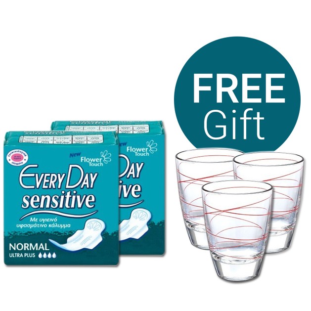 EveryDay Sensitive Ultra Plus Πακέτο Προσφοράς Normal 10τμχ + Normal 10τμχ & ΔΩΡΟ Σετ 3 Ποτήρια Νερού Decover EveryDay Sensitive Ultra Plus Πακέτο Προσφοράς Normal 10τμχ + Normal 10τμχ & ΔΩΡΟ Σετ 3 Ποτήρια Νερού Decover