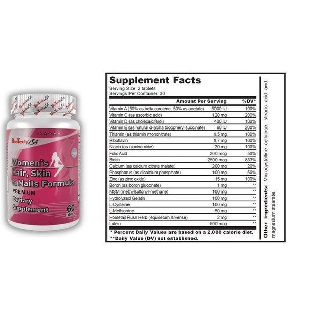 Biotech Usa Women\'s Hair, Skin & Nails Διατροφική Φόρμουλα Για Γυναίκες 60tabs Biotech Usa Women\'s Hair, Skin & Nails Διατροφική Φόρμουλα Για Γυναίκες 60tabs