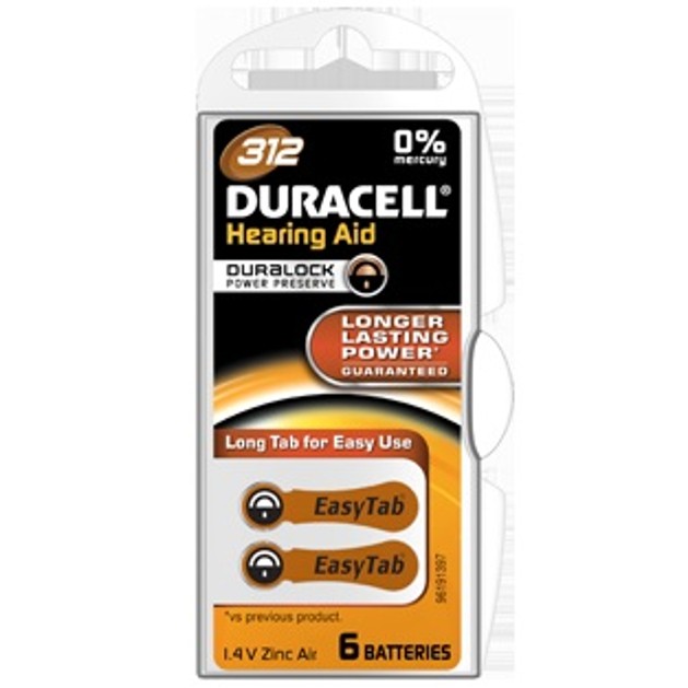 Duracell HEARING AID BATTERY WITH EASYTAB 312 Duracell HEARING AID BATTERY WITH EASYTAB 312