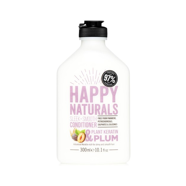 Happy Naturals Sleek + Smooth Conditioner Plant Keratin & Plum Πλούσια σε Κερατίνη για Λαμπερά και Απαλά Μαλλιά 300ml Happy Naturals Sleek + Smooth Conditioner Plant Keratin & Plum Πλούσια σε Κερατίνη για Λαμπερά και Απαλά Μαλλιά 300ml