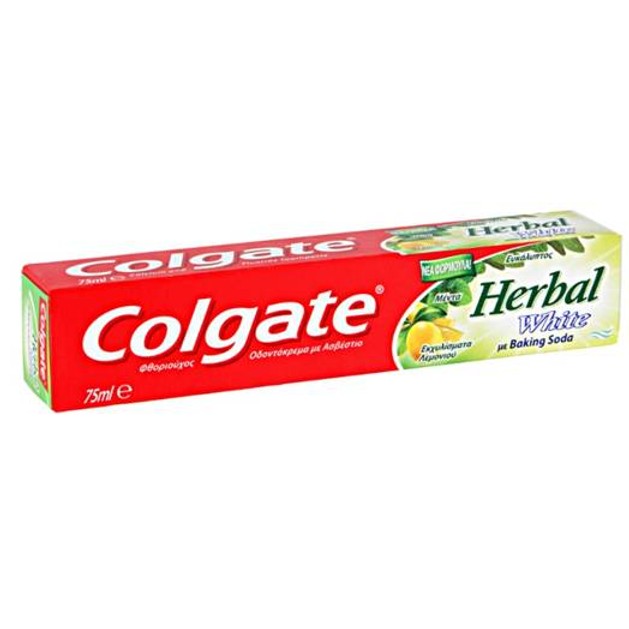 Colgate Herbal White Με Ασβέστιο, Baking Soda, Μέντα, Ευκάλυπτο Και Εκχυλίσματα Λεμονιού 75ml Colgate Herbal White Με Ασβέστιο, Baking Soda, Μέντα, Ευκάλυπτο Και Εκχυλίσματα Λεμονιού 75ml