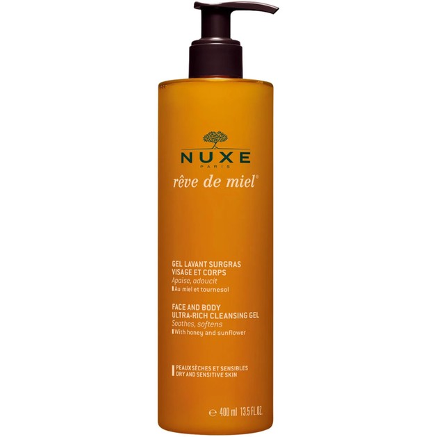 Nuxe Reve de Miel Gel Lavant Surgras Visage et Corps - Απαλό Αφρόλουτρο και Shower Gel για το Σώμα 400ml Nuxe Reve de Miel Gel Lavant Surgras Visage et Corps - Απαλό Αφρόλουτρο και Shower Gel για το Σώμα 400ml